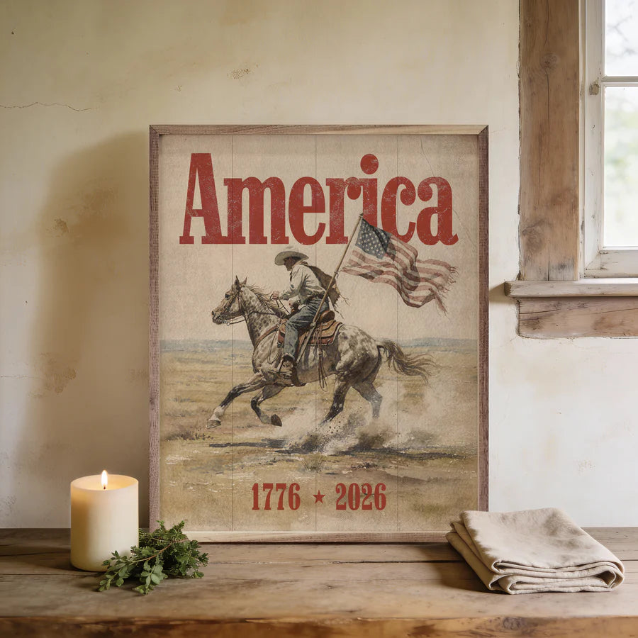 Heritage cowboy Americana wall art print