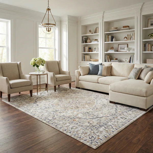 Hiti Cream Flat Pile Washable Rug