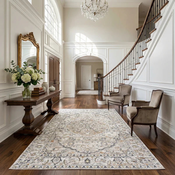 Hiti Cream Flat Pile Washable Rug