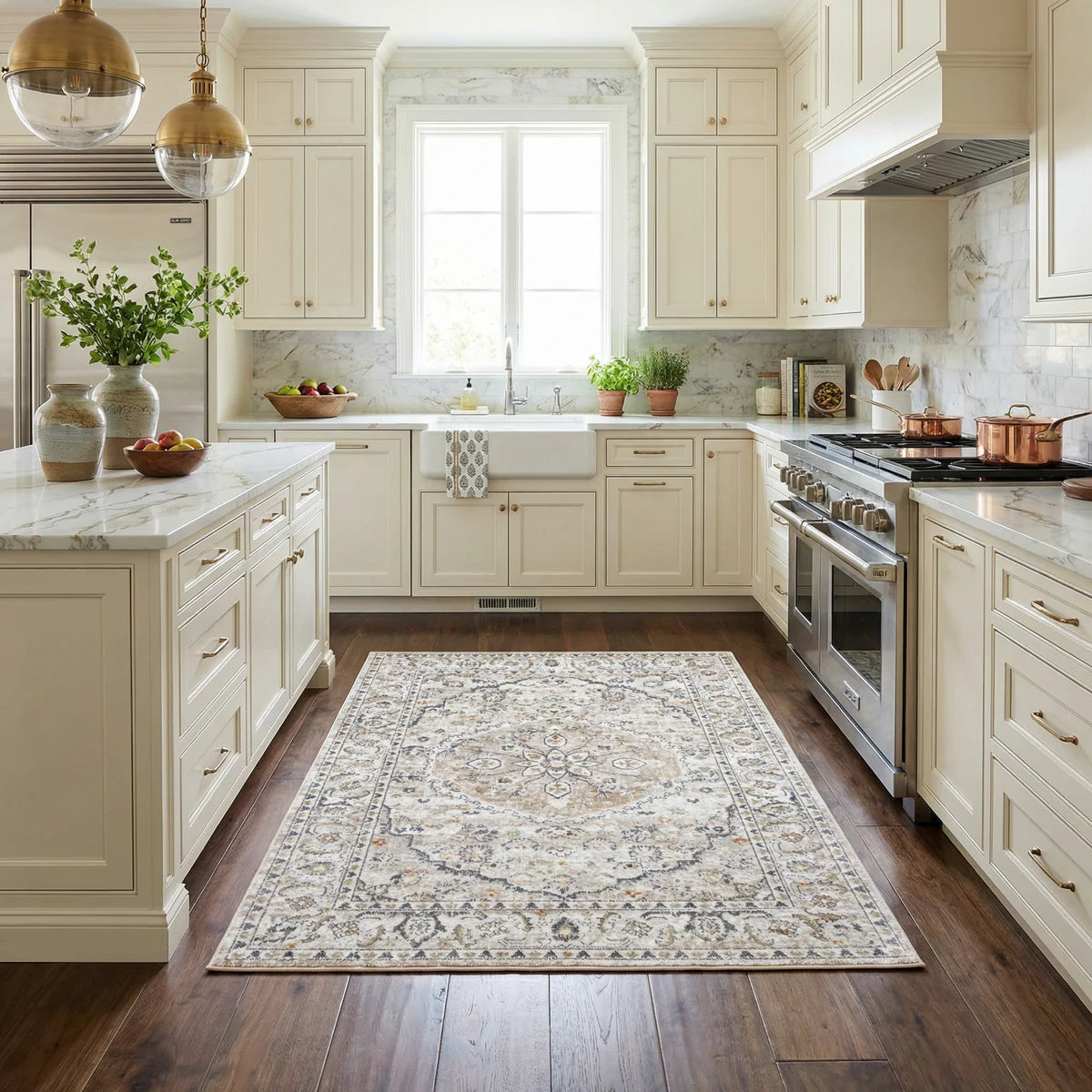 Hiti Cream Flat Pile Washable Rug