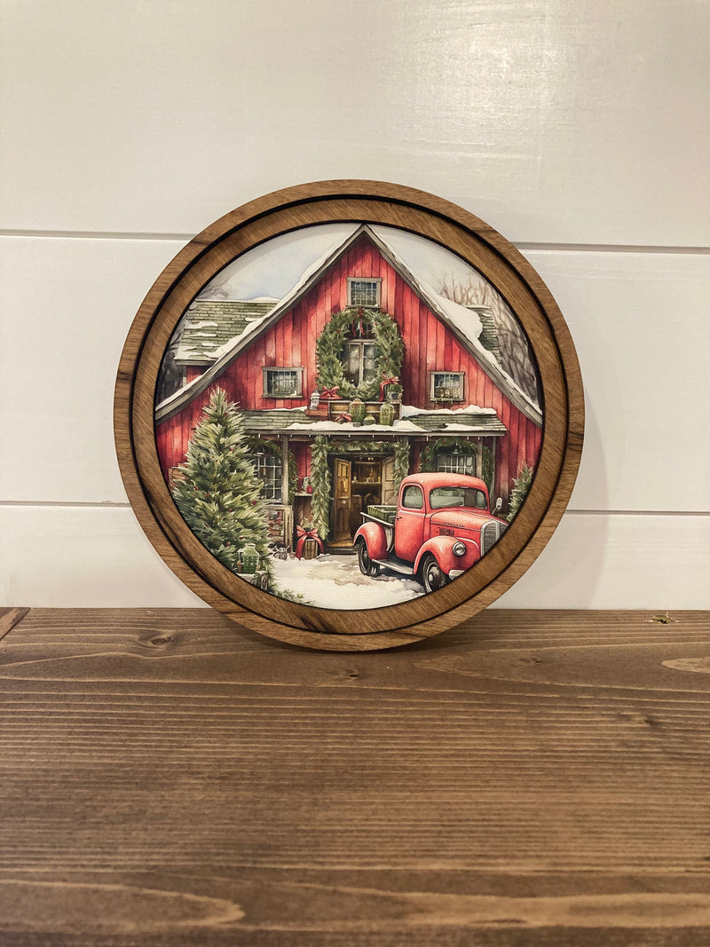 Red Christmas Barn Framed Art