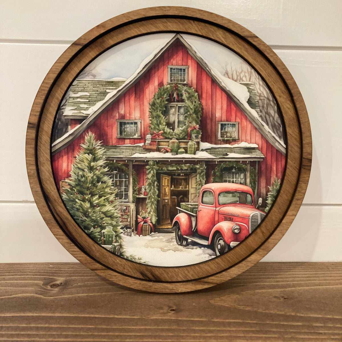 Red Christmas Barn Framed Art