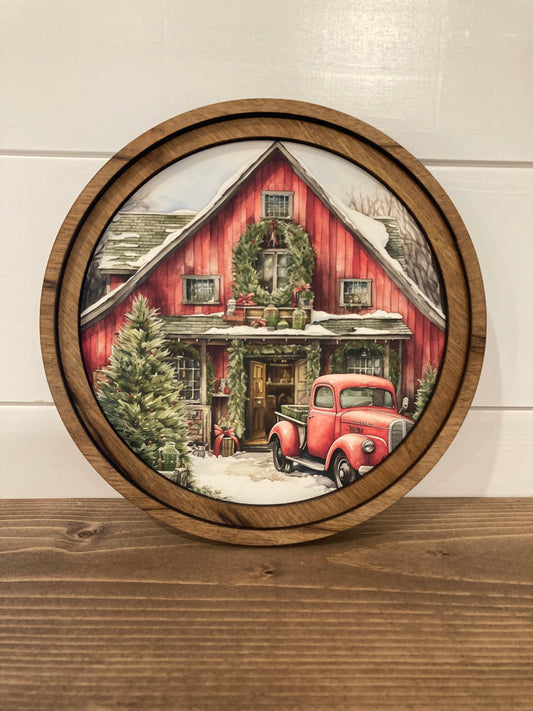 Red Christmas Barn Mini Sign