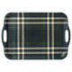 Navy Green Plaid Large Melamine Tray with Handles