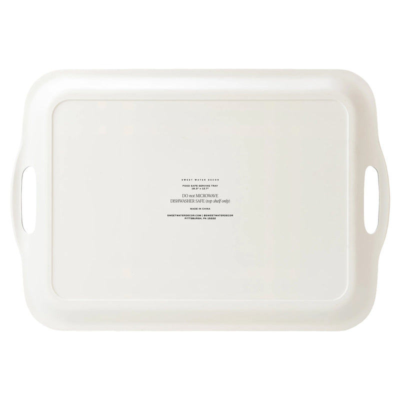 Navy Green Plaid Large Melamine Tray with Handles