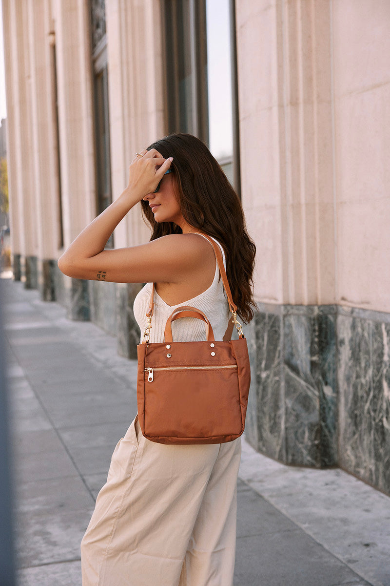 Joey Nylon Tote with Leather Accents