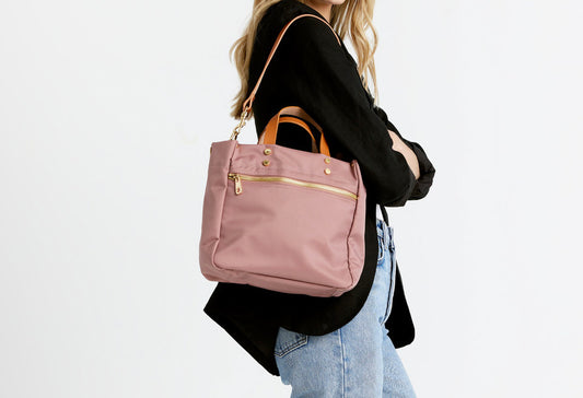 Joey Nylon Tote with Leather Accents