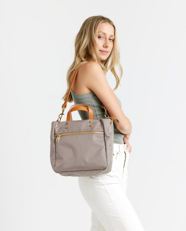 Joey Nylon Tote with Leather Accents