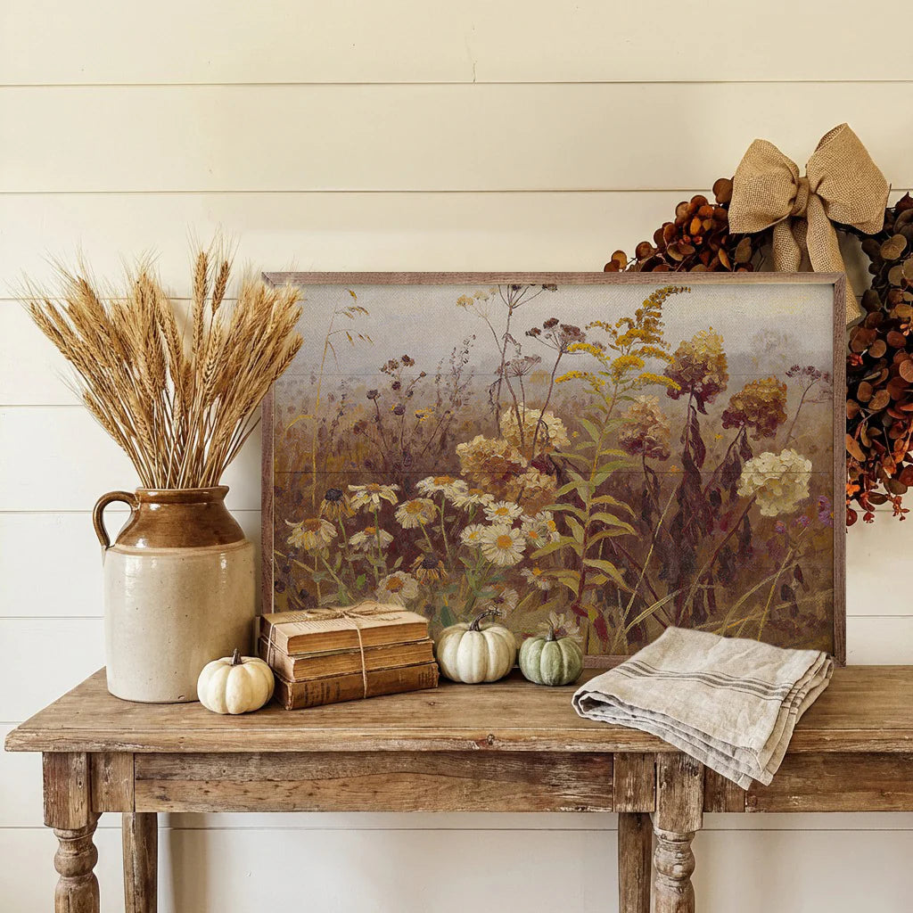 ウッドウォールアート(930×480・2) Late Season Wildflower Meadow Wood Wall Art | Handcrafted Walnut