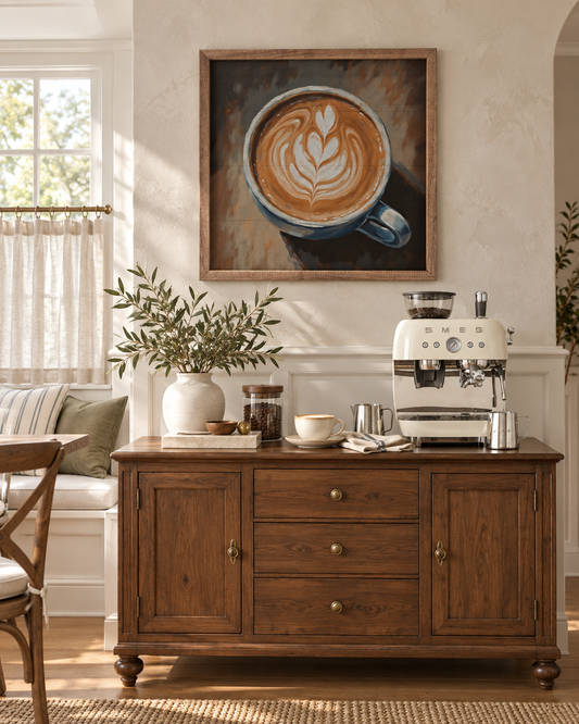Latte Art Farmhouse Coffee Bar Wall Art