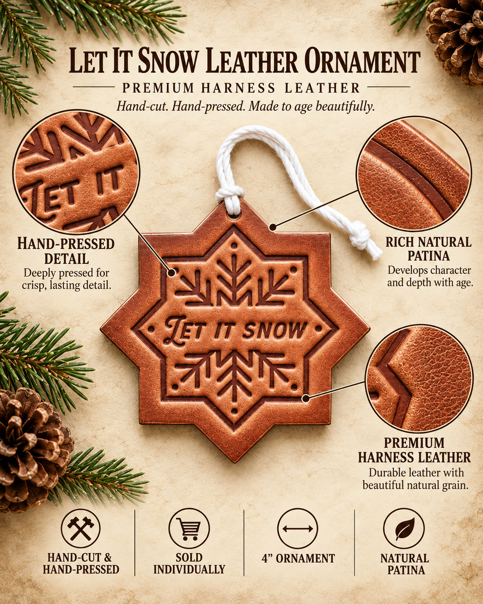Let it Snow Snowflake Christmas Ornament | Leather
