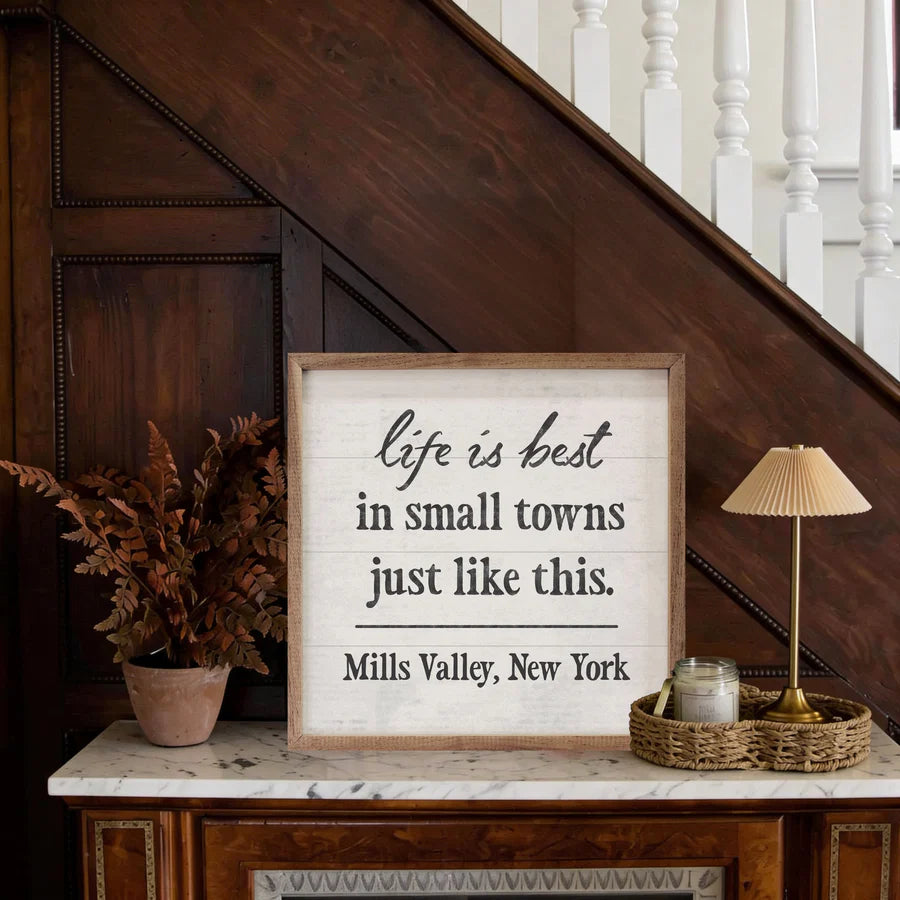 life is best in small towns personalized wall art