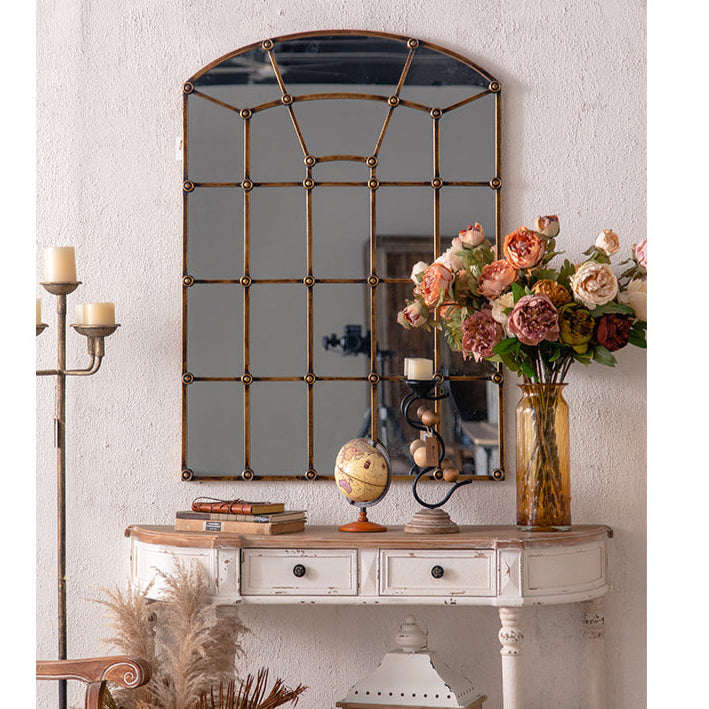 Iron Frame Arched Wall Mirror