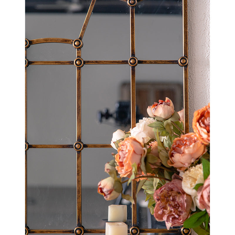 Iron Frame Arched Wall Mirror