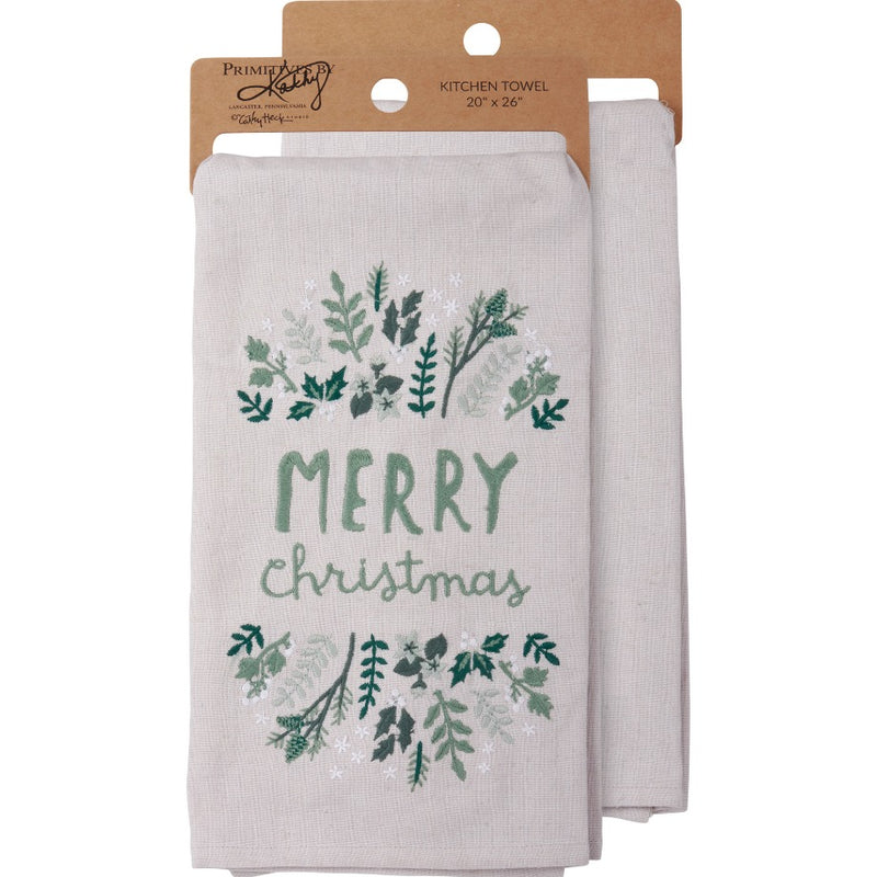 Merry Christmas Greens Kitchen Towel