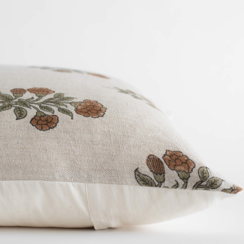 Margot Floral Block Printed Pillow Cover