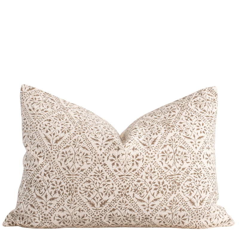 Mariella Floral Block Printed Lumbar Pillow Cover
