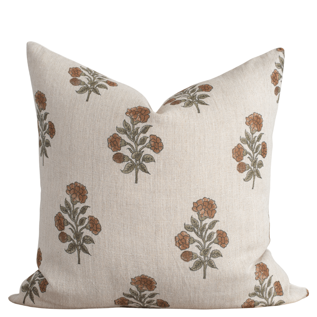 Margot Floral Block Printed Pillow Cover