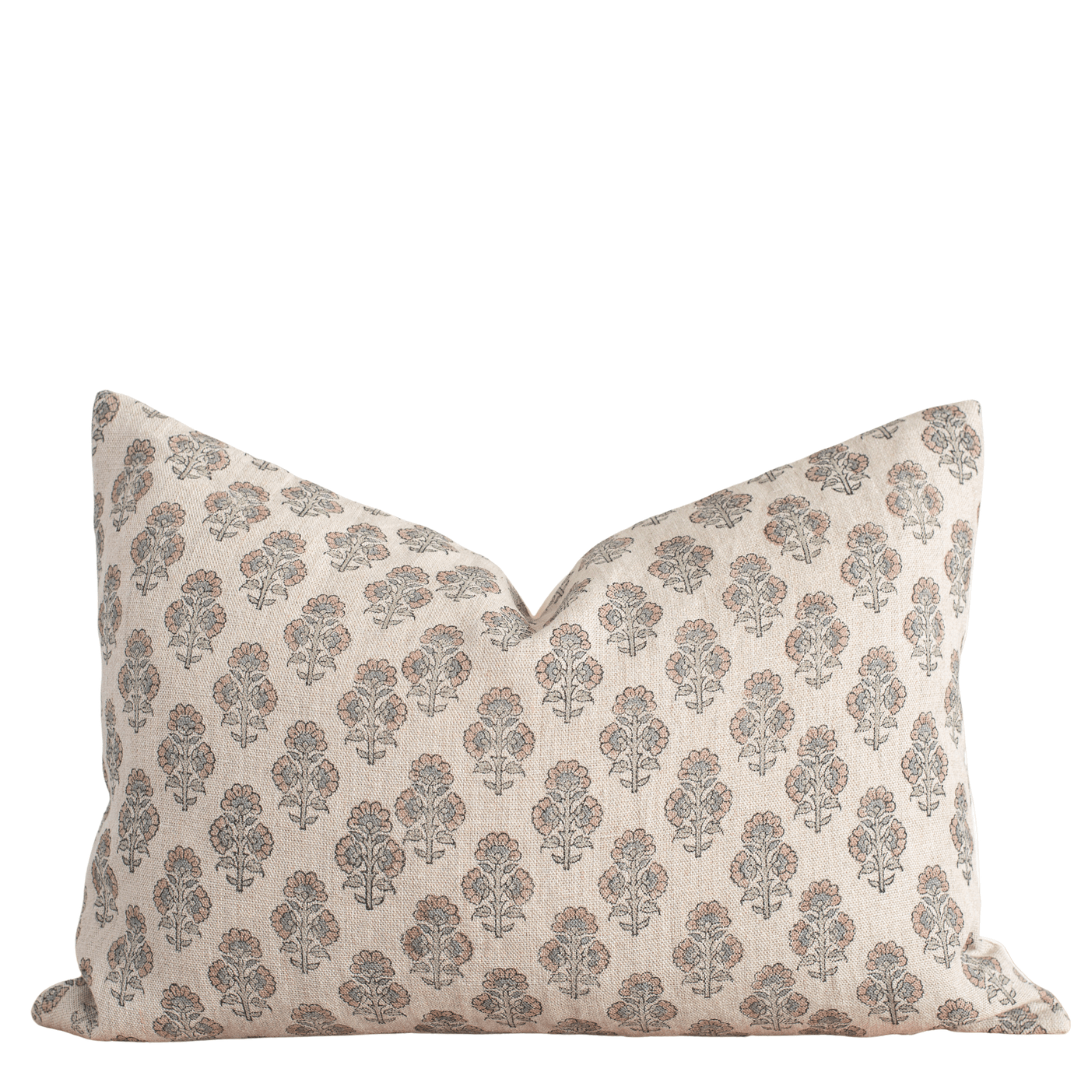 Calla Floral Block Printed Lumbar Pillow Cover
