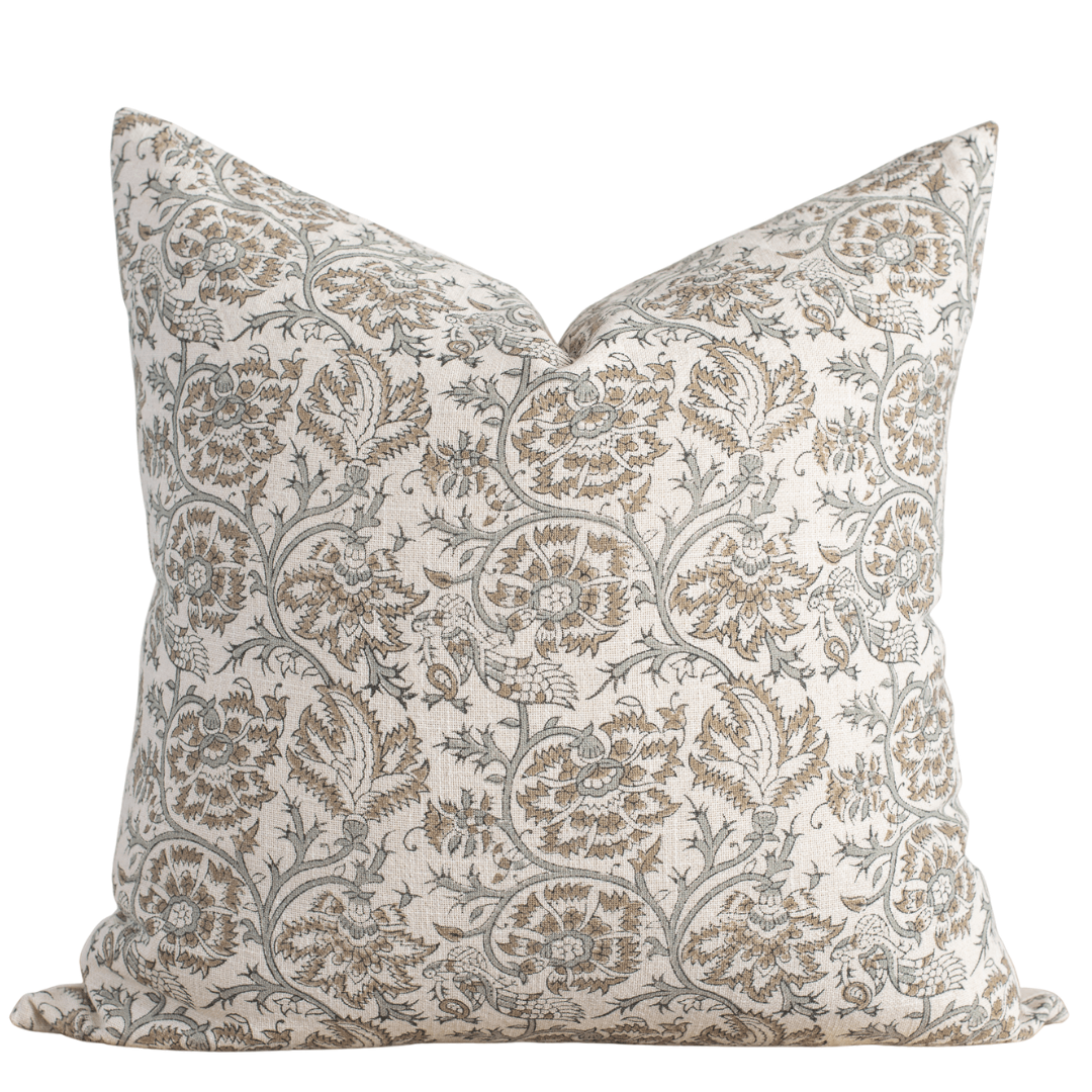 Claire Floral Block Printed Pillow Cover
