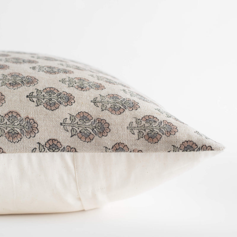 Calla Floral Block Printed Lumbar Pillow Cover