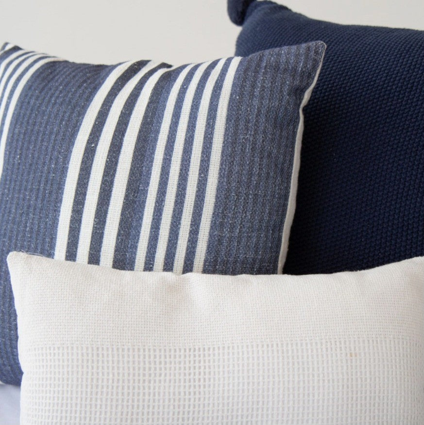 Set of 2 Blue & White Nautical UV Resistant Outdoor Patio Over Sized  Rectangular Throw Pillows 24.5