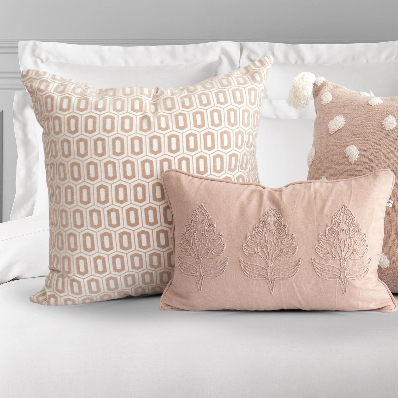 Odette Hex Pillow Cover in Rose