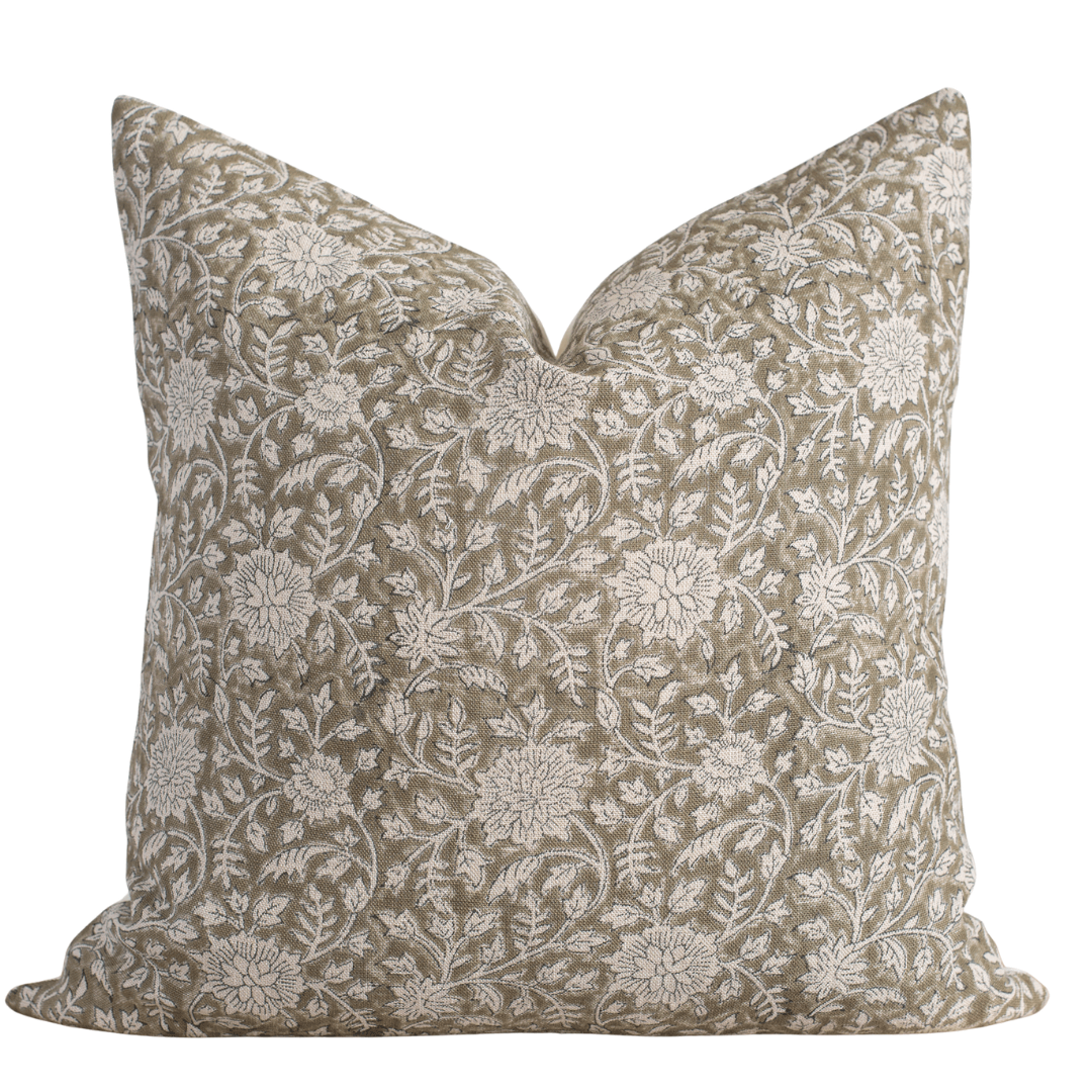 Leila Floral Block Printed Pillow Cover