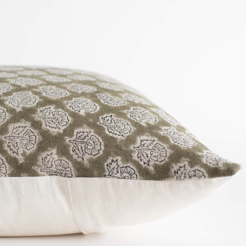 Fiora Floral Block Printed Pillow Cover | Lumbar