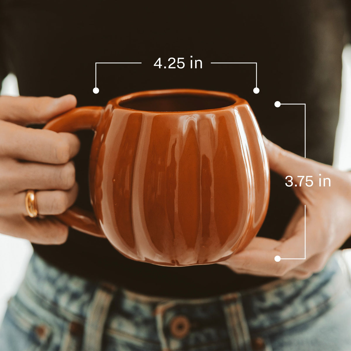 Chocolate Brown Pumpkin Figural Coffee Mug