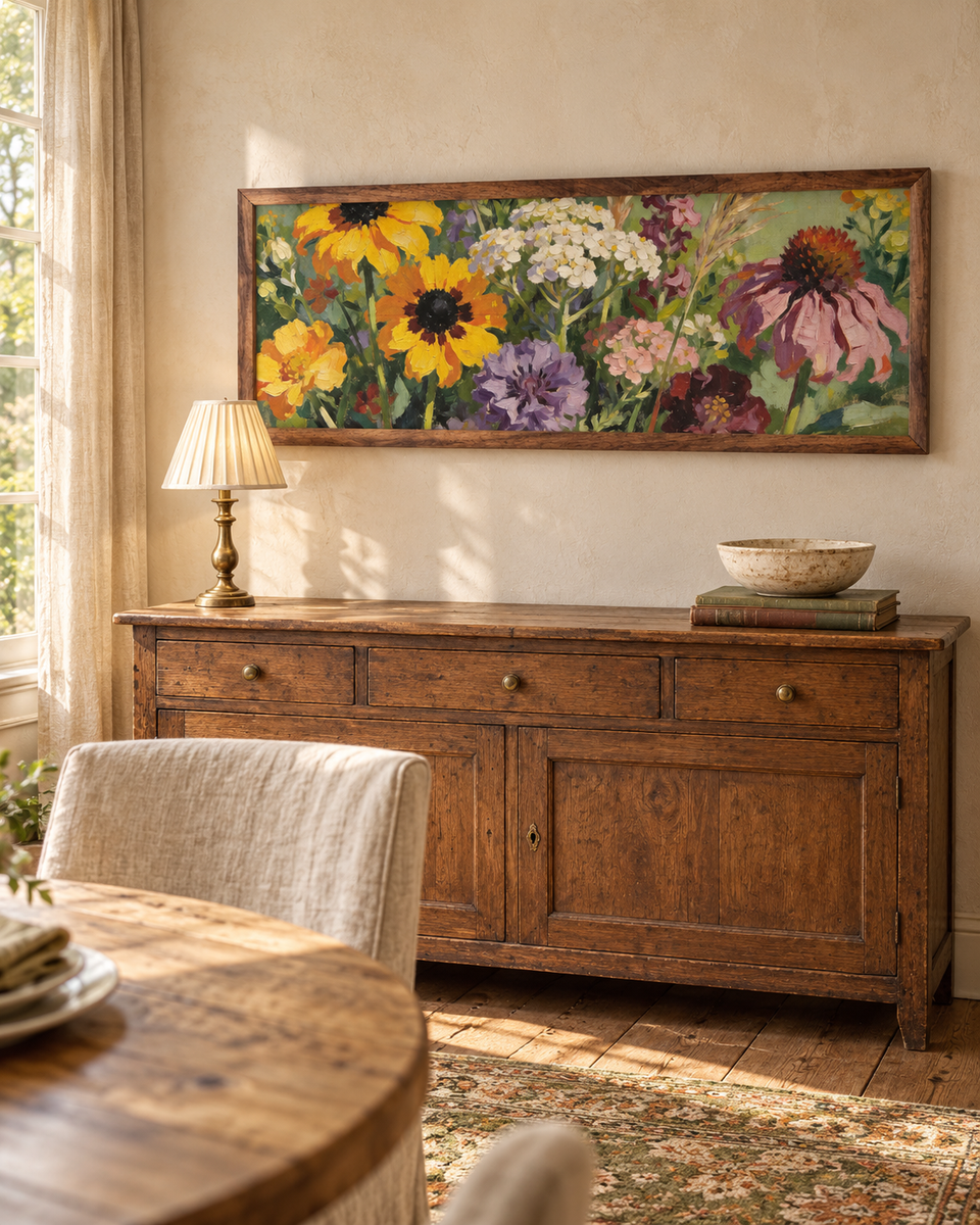 Painterly Wildflower Border Row Wall Art