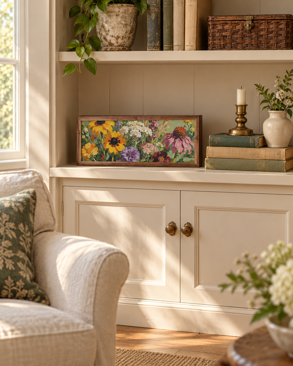 Painterly Wildflower Border Row Wall Art