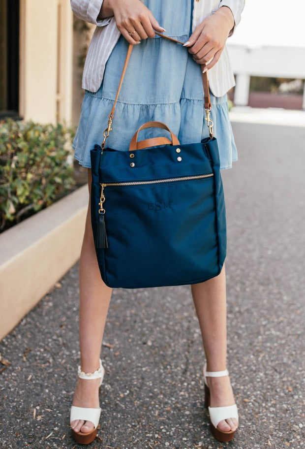 Parker Nylon Tote with Leather Accents Black