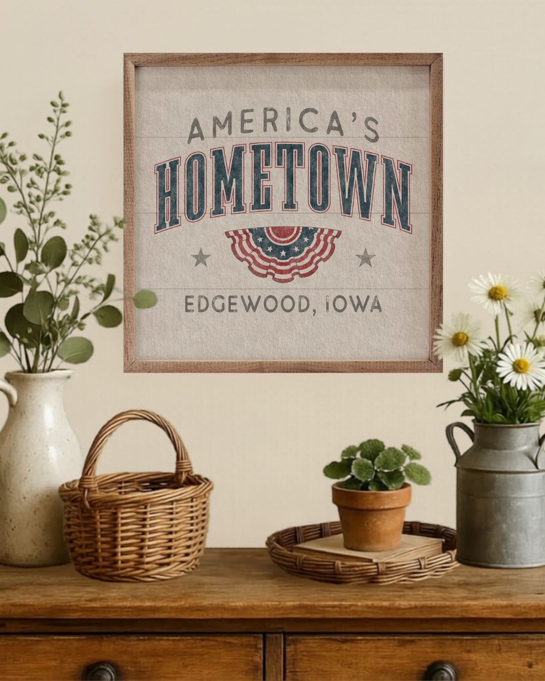 Personalized America’s Hometown Heirloom Wall Art