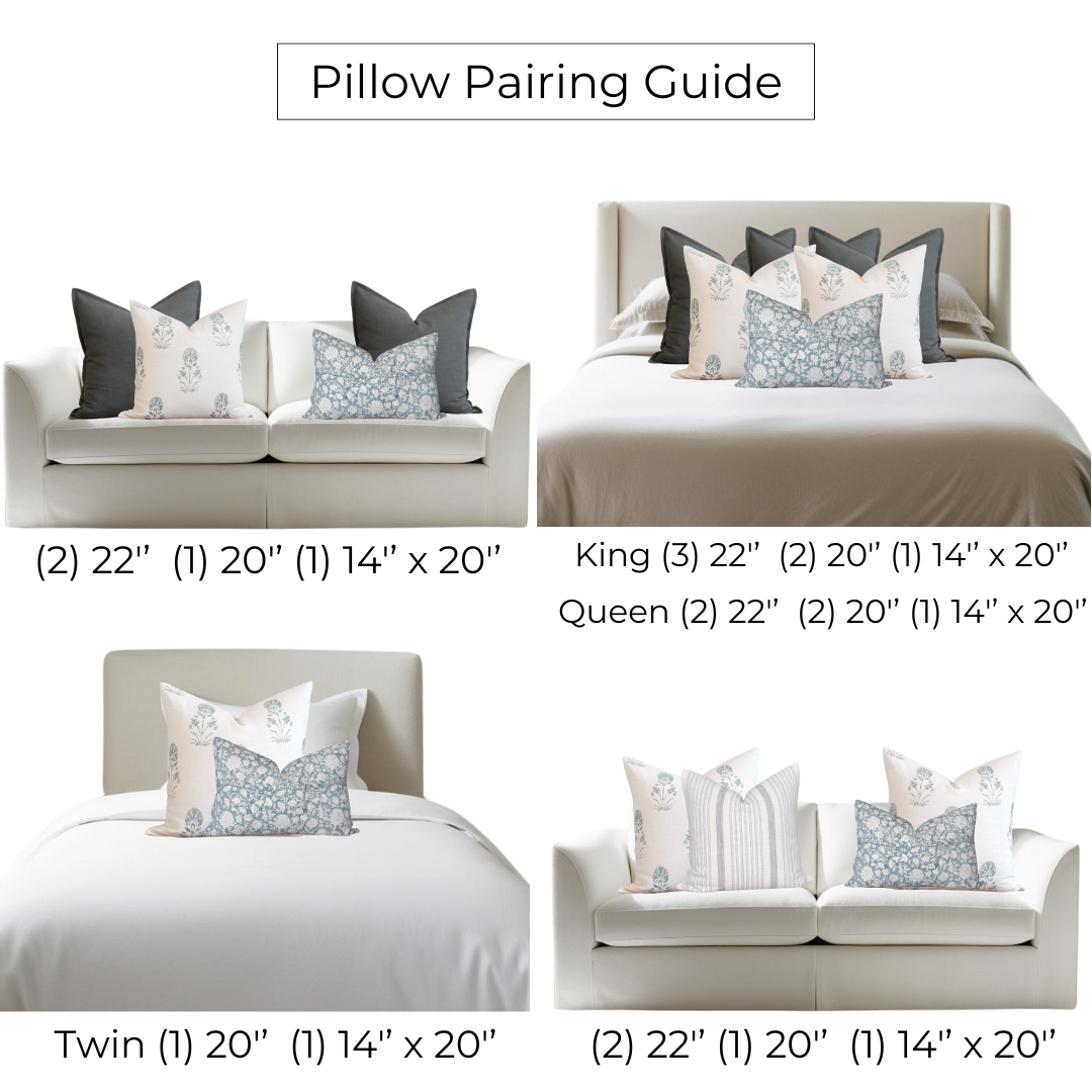 Chloe Floral Block Printed Lumbar Pillow Cover