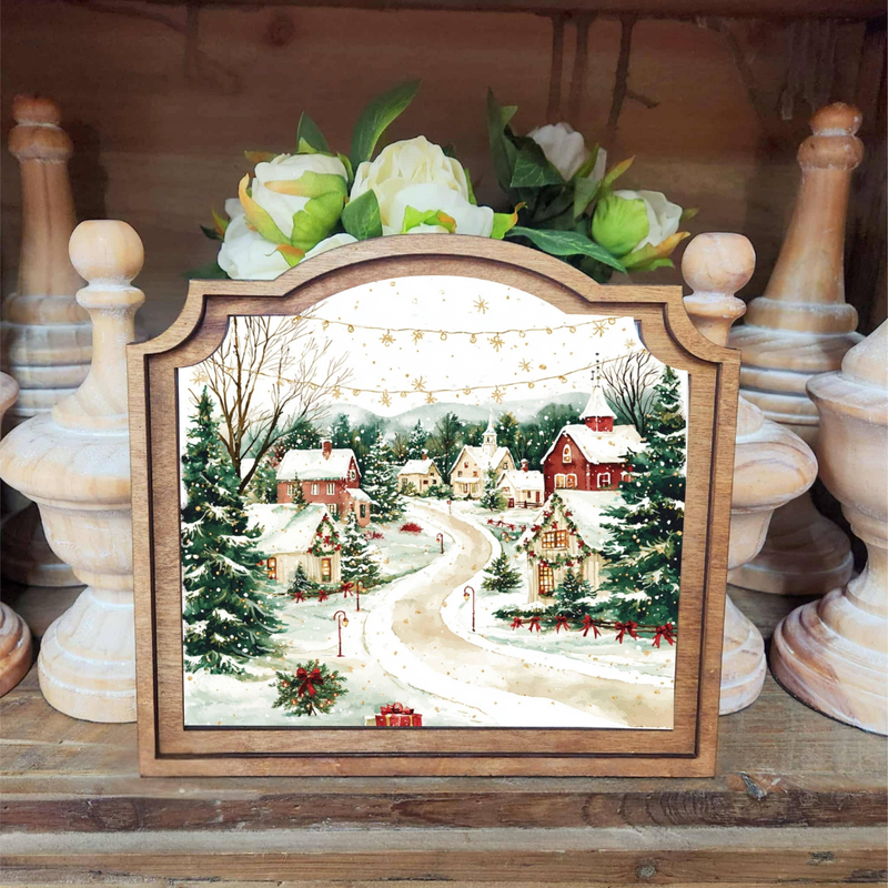 Provincial Christmas Village Framed Art | Restocking Late November