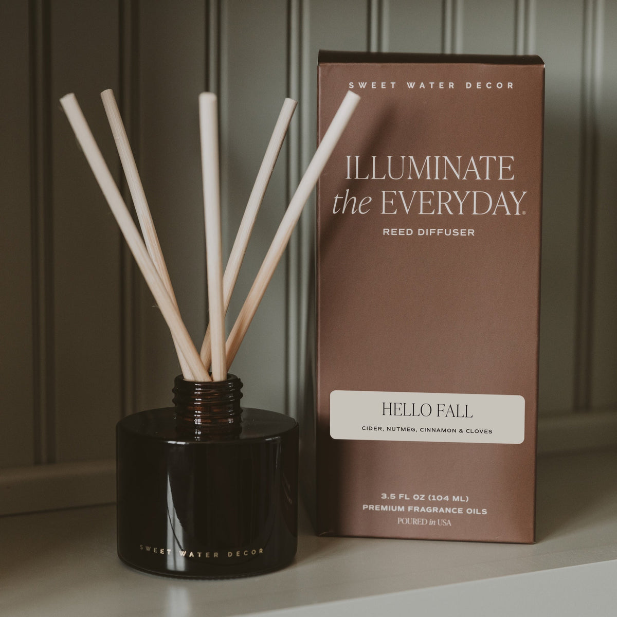 Hello Fall Amber Tinted Glass Jar | Reed Diffuser