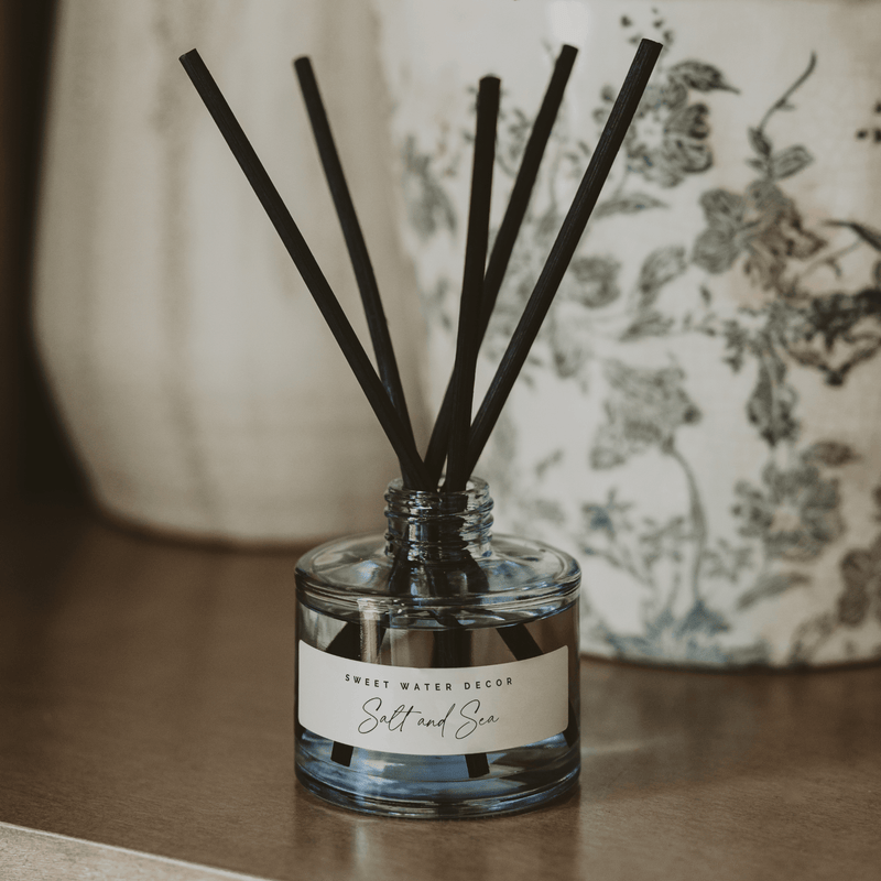 Salt + Sea Blue Tinted Glass Jar Reed Diffuser