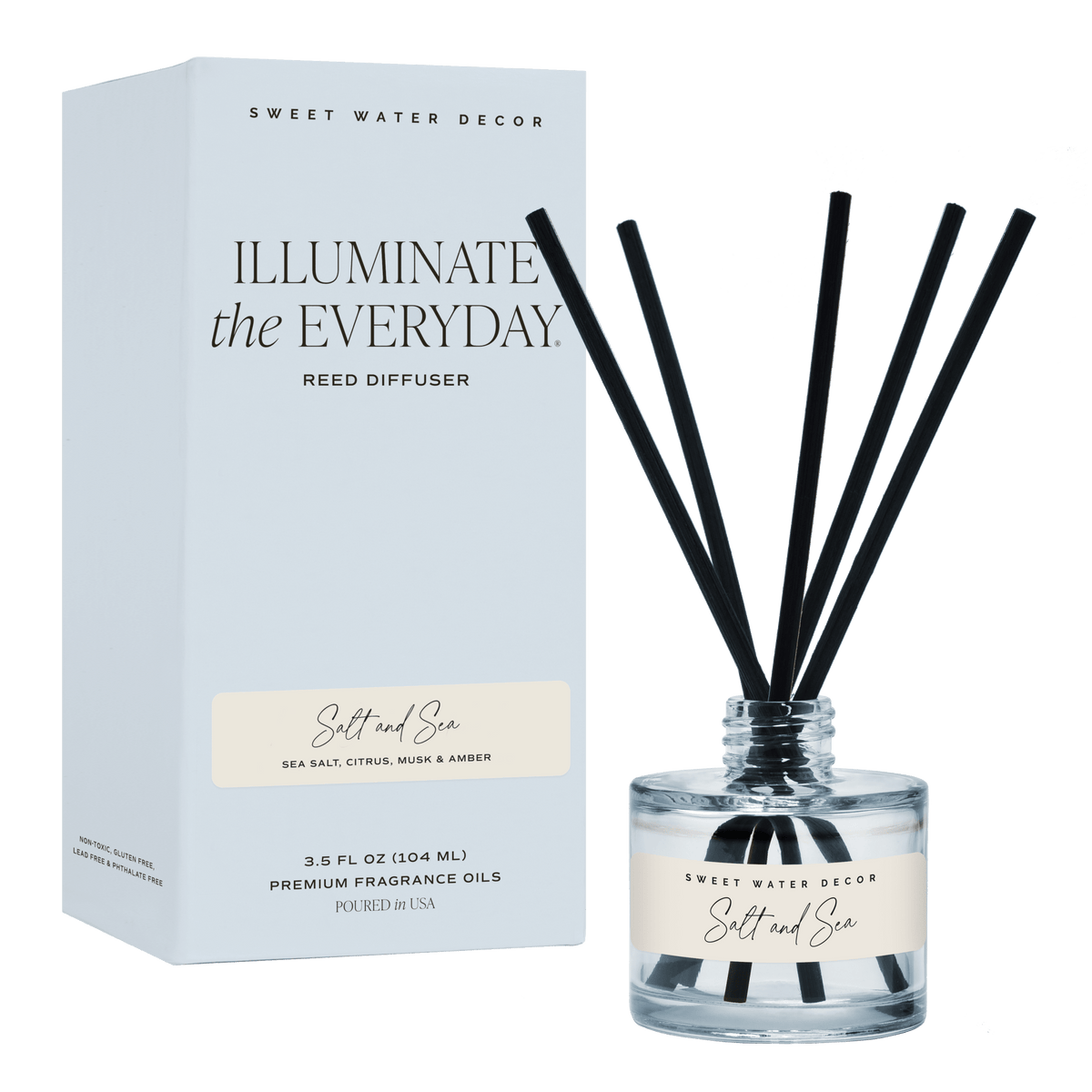Salt + Sea Blue Tinted Glass Jar Reed Diffuser