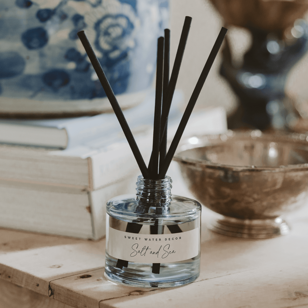 Salt + Sea Blue Tinted Glass Jar Reed Diffuser