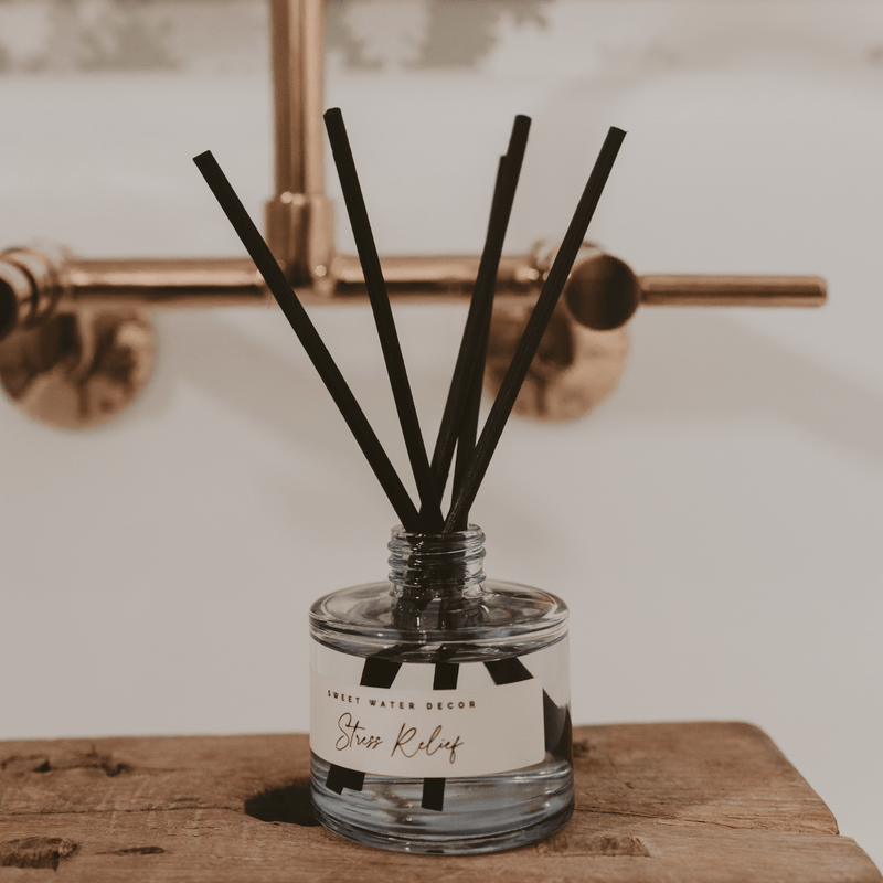 Stress Relief Blue Tinted Glass Jar Reed Diffuser