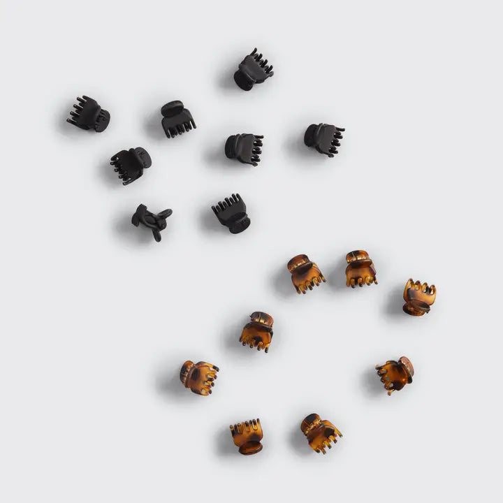 Kitsch Recycled Plastic Mini Classic Claw Clips 16pc - Black & Tort