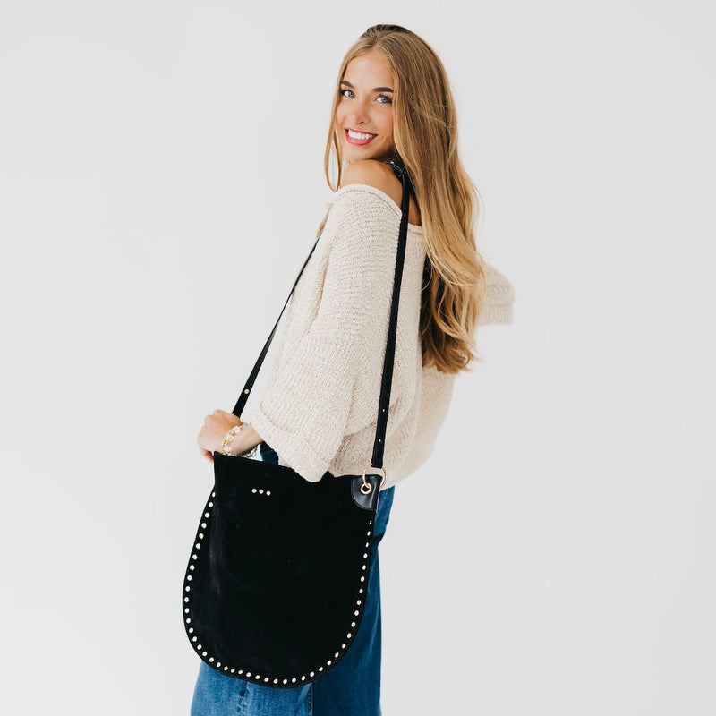 Rosalie Rivet Suede Hobo Bag
