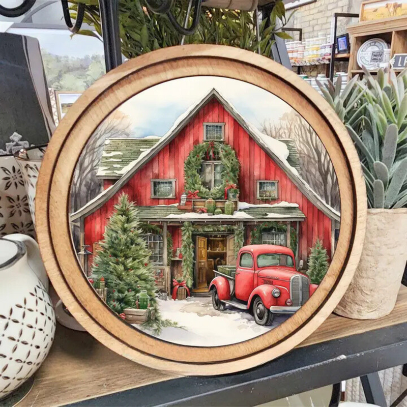 Red Christmas Barn Framed Art