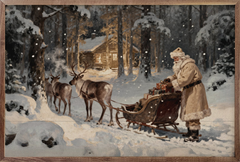 Santa And His Reindeer | Christmas Wall Decor