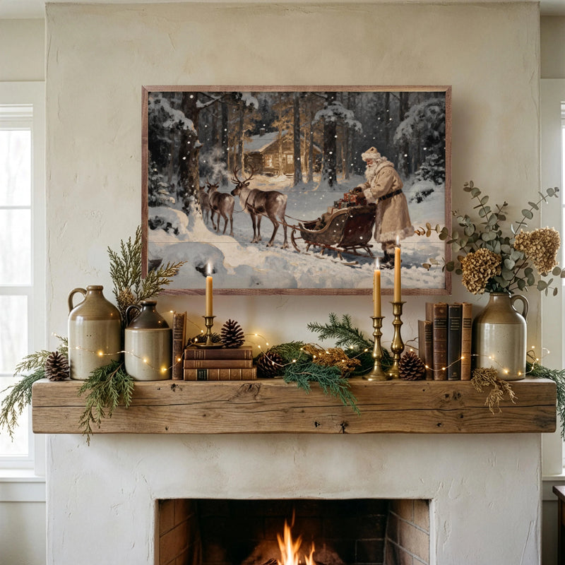 Santa And His Reindeer | Christmas Wall Decor