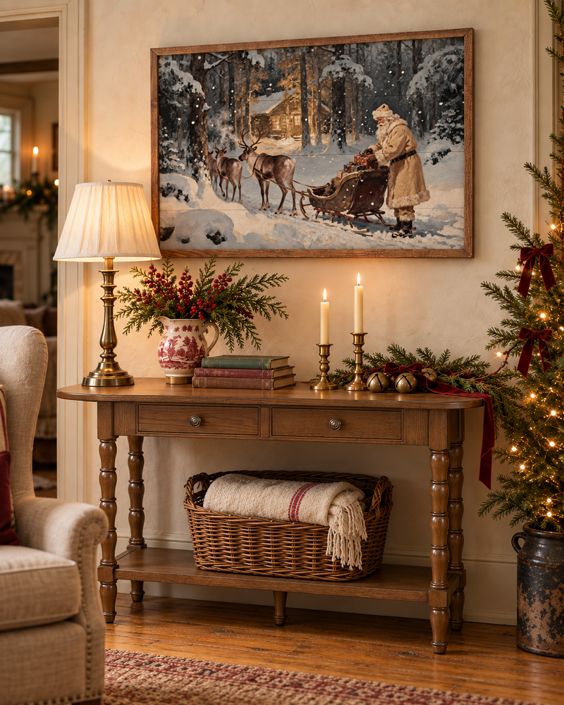 Santa And His Reindeer | Christmas Wall Decor