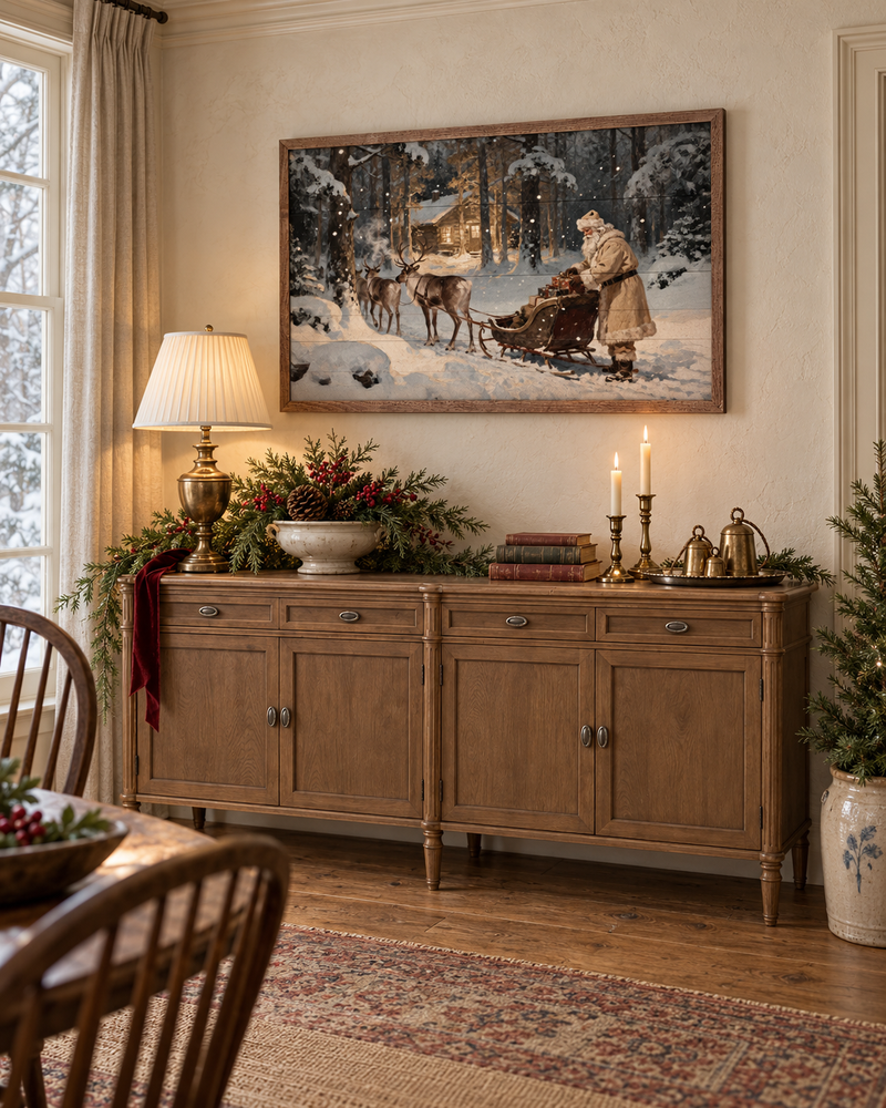 Santa And His Reindeer | Christmas Wall Decor