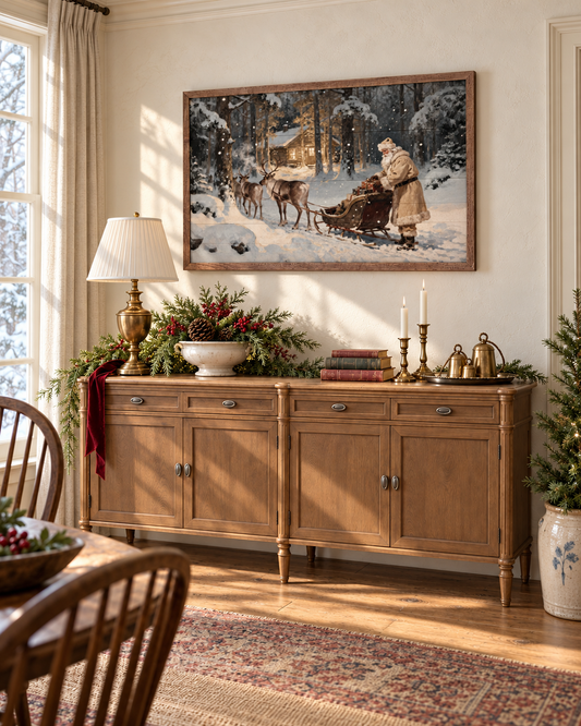 Santa And His Reindeer | Christmas Wall Decor