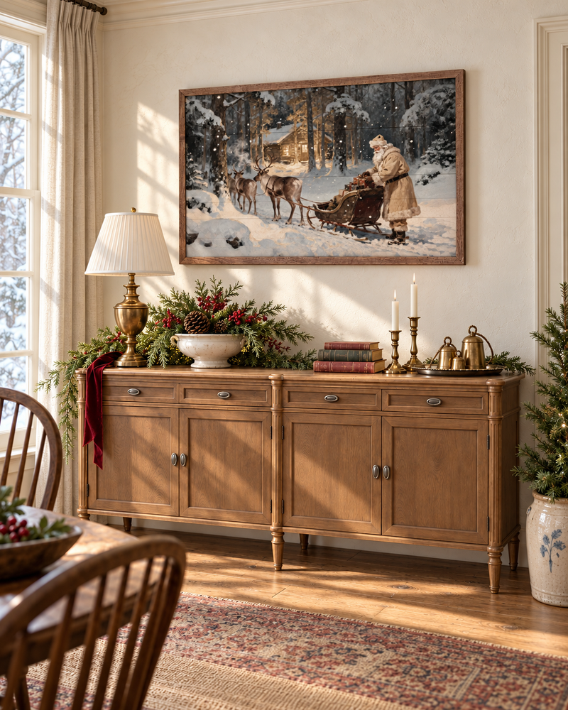 Santa And His Reindeer | Christmas Wall Decor